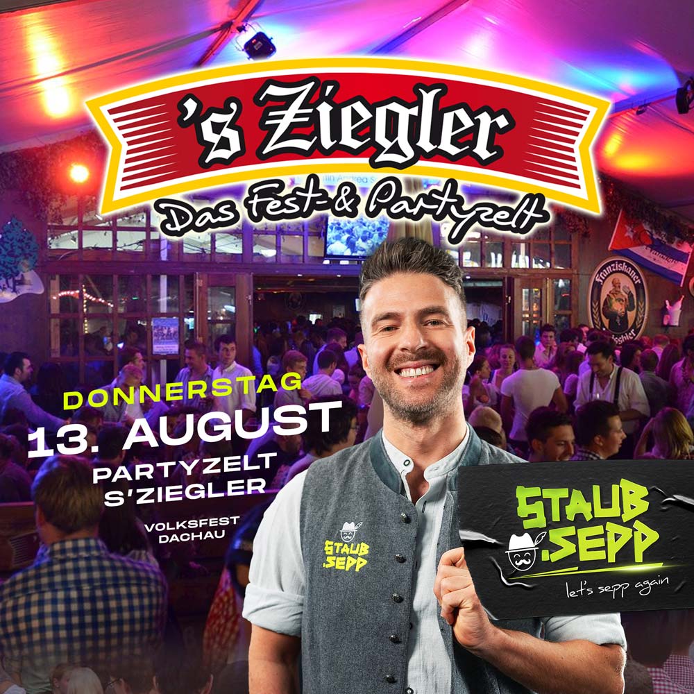 DJ Staub.Sepp im Ziegler Partyzelt auf dem Volksfest Dachau am 13. August 2026